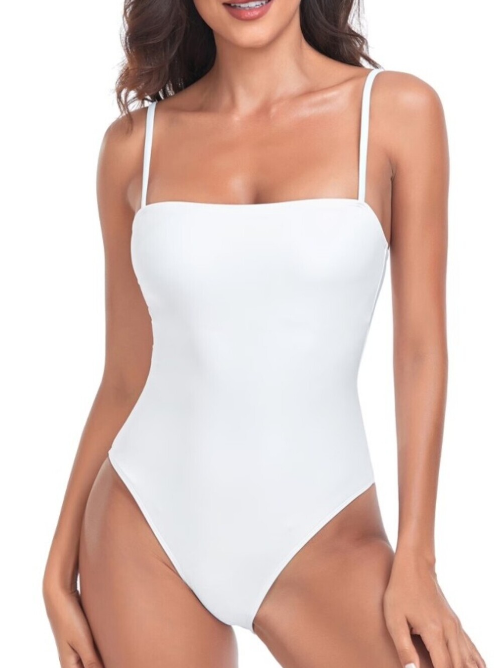 Relleciga Paris One Piece Swim Bathing Suit White Bandeau Size Medium